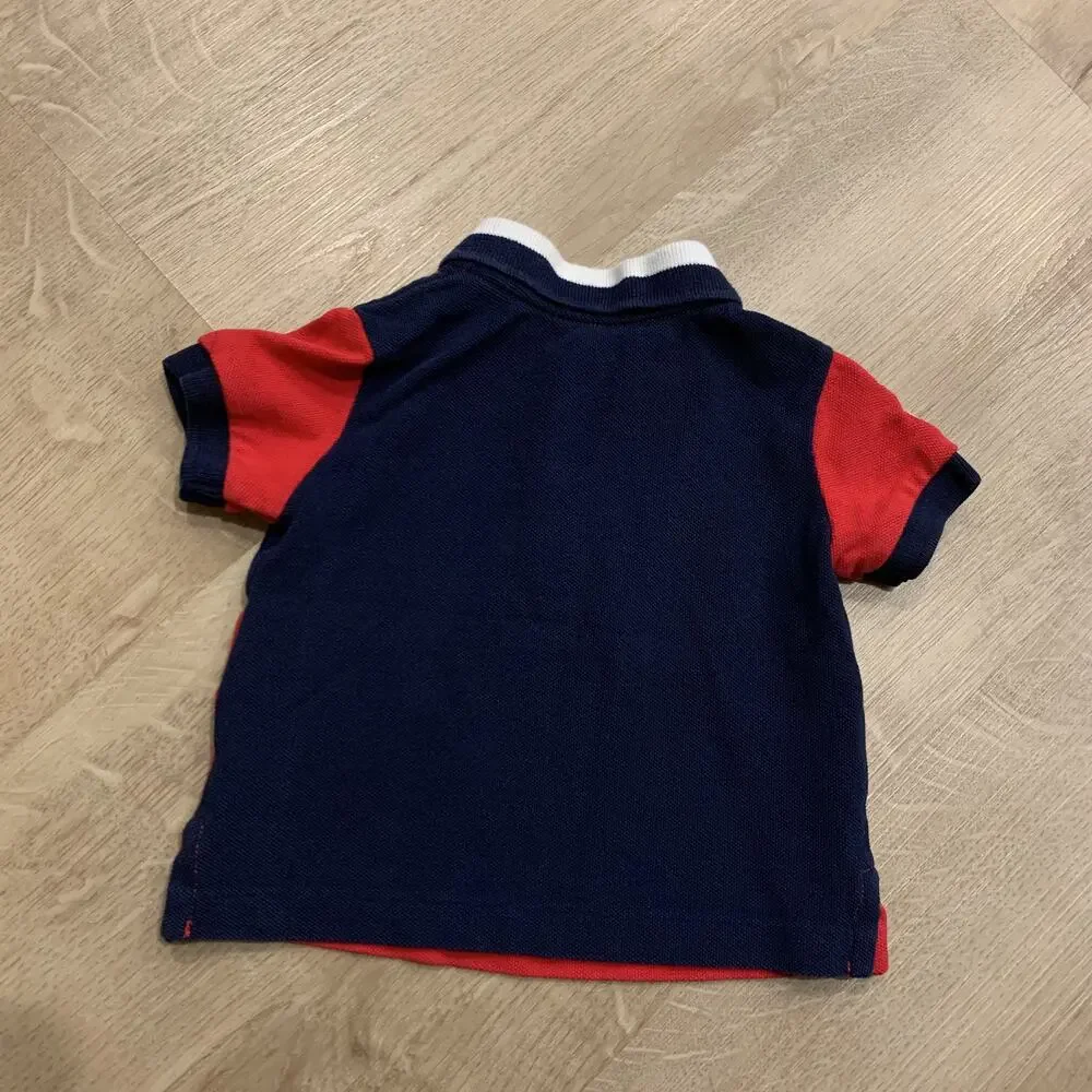 Polo Ralph Lauren Polo Shirt Baby Boys 3M 3 Months Red Blue Big Pony Crest # 3
